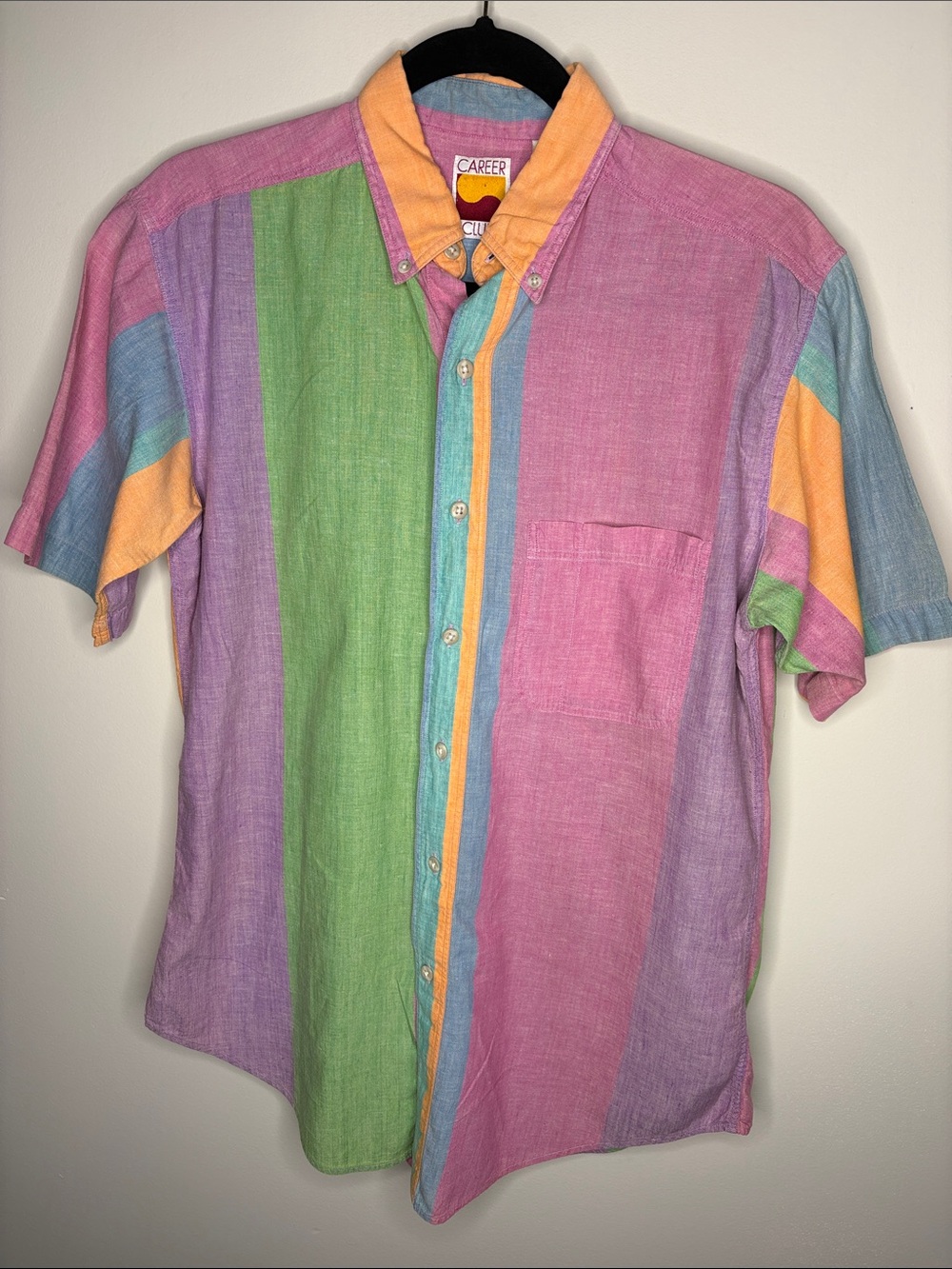 Vintage CAREER CLUB Multicolored Short-Sleeve Button-Down Shirt